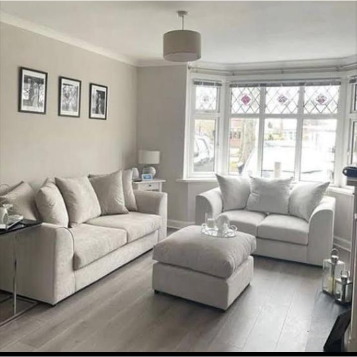 Lilly Sofa with Table – 3 Seater & 2 Seater in Cream Beige | Chenille & Naples Fabric