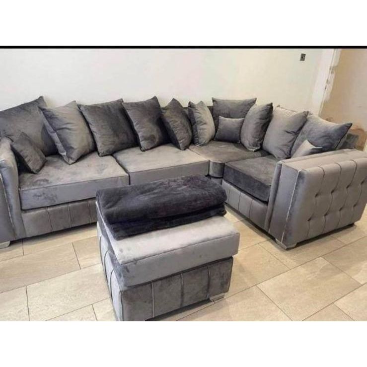 Lilly Corner Sofa – Charcoal Grey Velvet Luxury Comfort