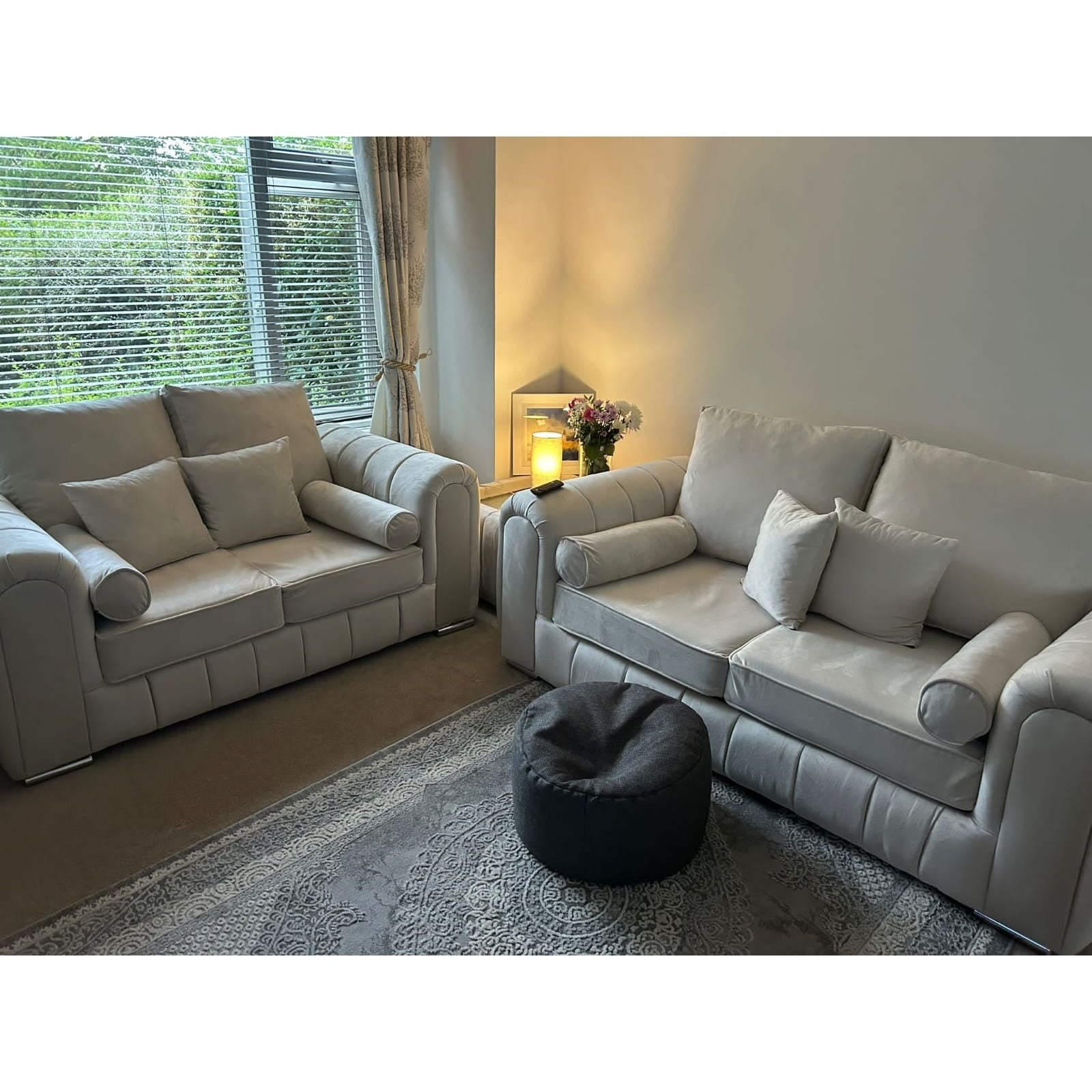 Lilly Sofa Set – 3 Seater & 2 Seater in Light Silver Grey