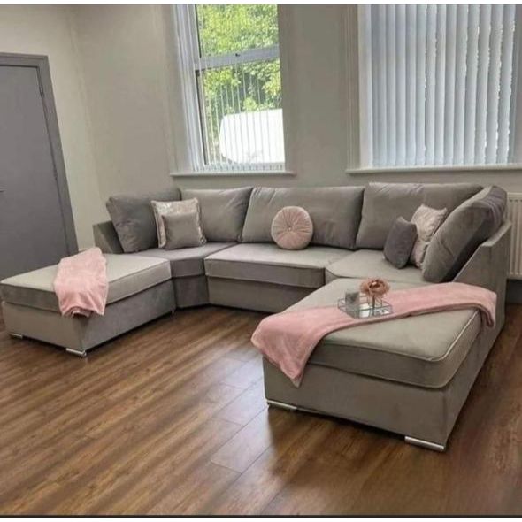 Luxury Grey U-Shape Sofa – Plush Naple Comfort