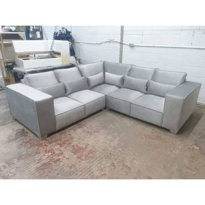 Lilly Light Grey Corner Sofa – Modern Naple & Chenille Fabric L-Shape Comfort