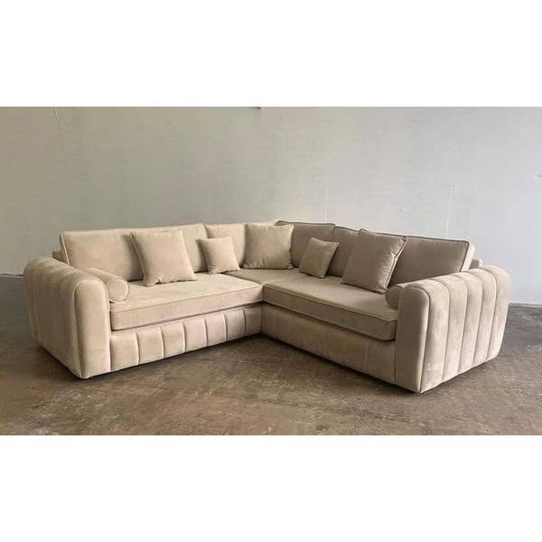 Lilly Luxury Beige Corner Sofa – Modern Chenille L-Shape Comfort