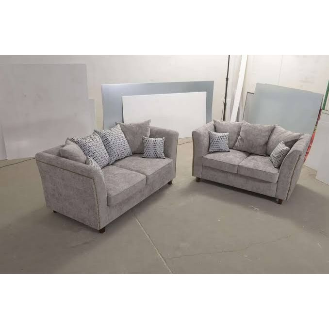 Lilly Sofa Set – 3 Seater & 2 Seater in Light Grey Chenille Fabric