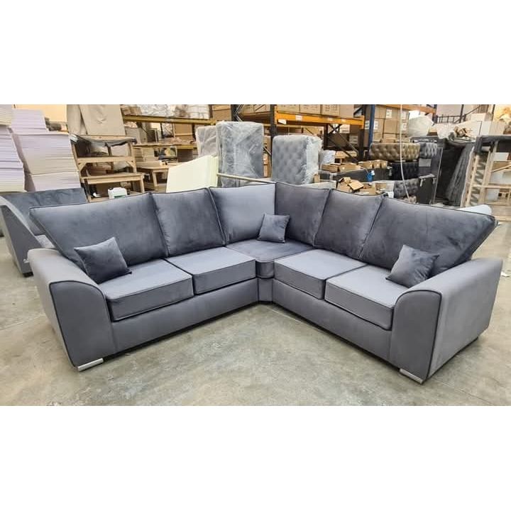 Lilly Modern Grey Corner Sofa – Premium Chenille L-Shape Comfort