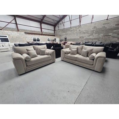 Lilly Sofa Set – 3 Seater & 2 Seater in Beige Naples Fabric