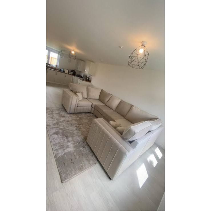 Lilly Cream Naples U-Shape Sofa – Elegant Deep-Seat Comfort