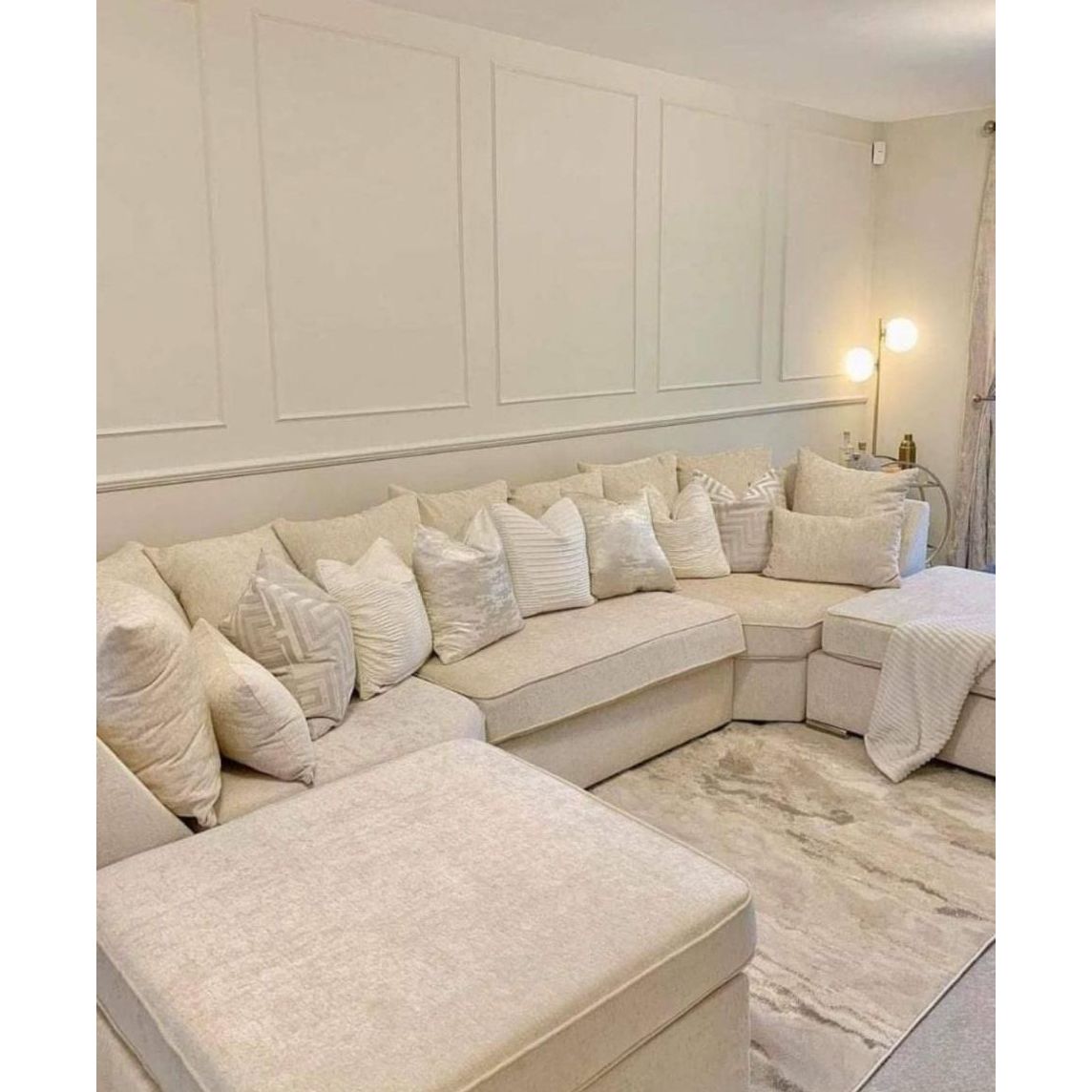 Chesterfield 5 Seater with Table Plush Velvet Sofa