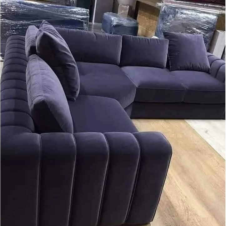 Modern Navy Corner Sofa – Lilly Luxury L-Shaped Sectional with Plush Cushions
