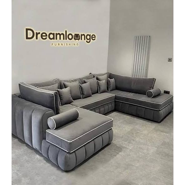 Lilly Luxury Grey Sofa – Modern U-Shaped Sectional with Cushions